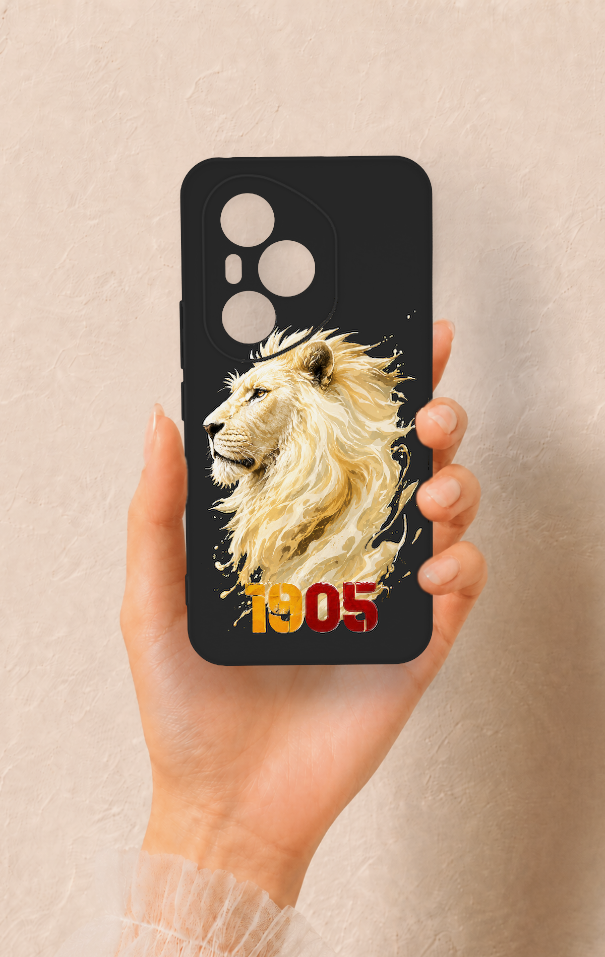 Honor 400 Pro Uyumlu Sarı Kırmızı 1905 Aslan Desenli Silikon Kılıf