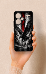 Redmi Note 13 Pro Plus Uyumlu Kara Kartal Desenli Silikon Kılıf