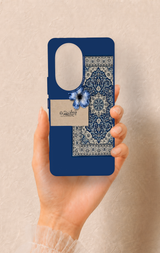 Honor 200 Pro 5G Uyumlu Mavi Etnik Halı Desenli Silikon Kılıf
