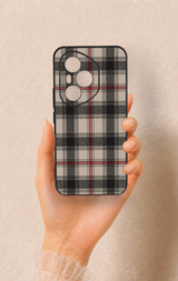 Honor 400 Pro Uyumlu Siyah Kırmızı Ekose Desenli Silikon Kılıf