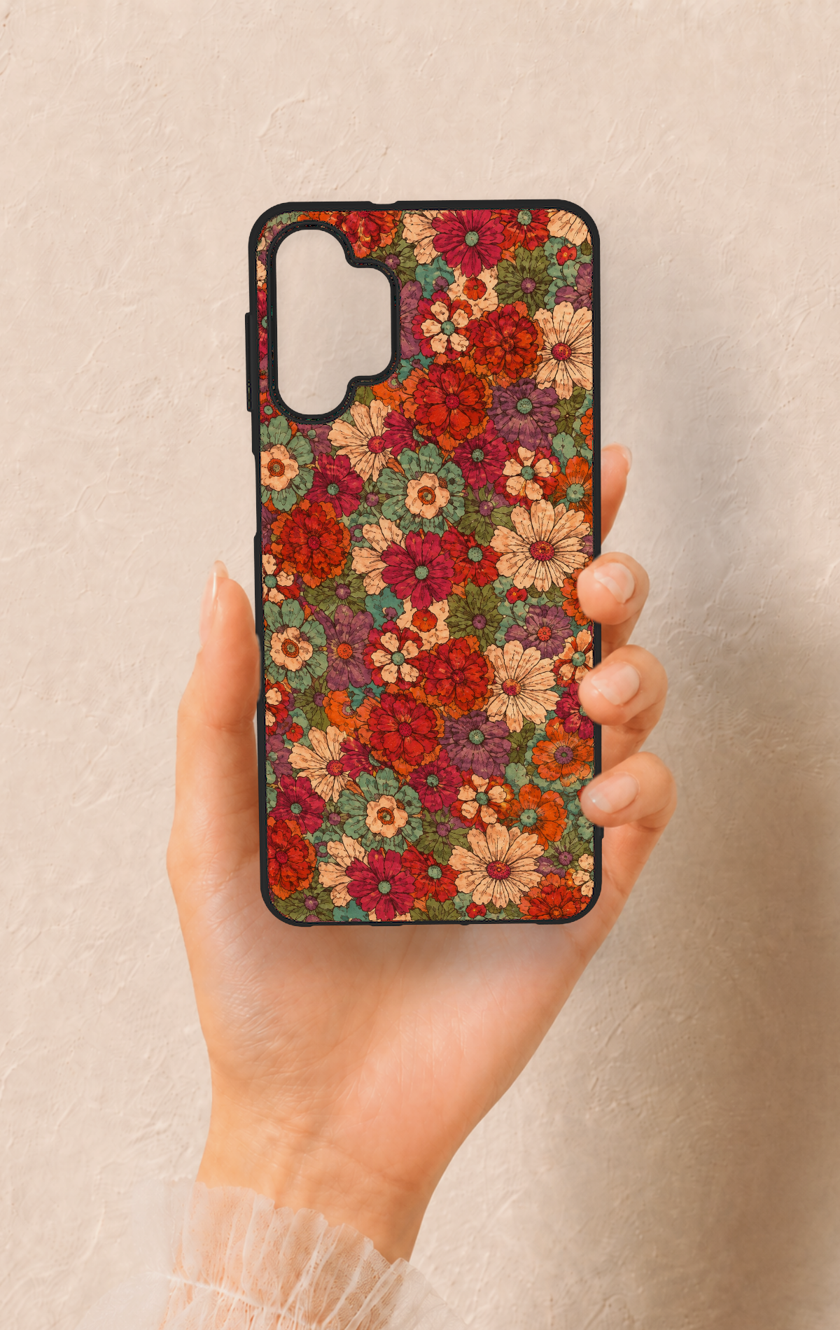 Samsung A32 Uyumlu Pastel Çiçek Bahçesi Desenli Silikon Kılıf