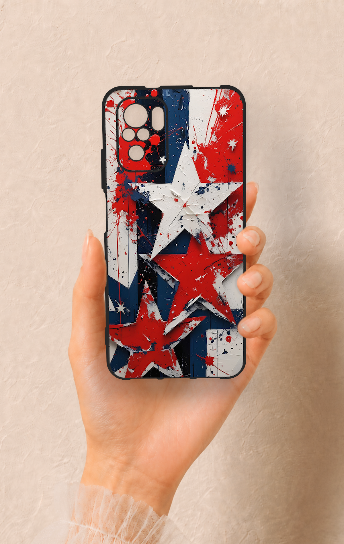 Redmi Note 10-10S Uyumlu Star Flag Desenli Silikon Kılıf