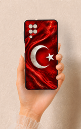 Samsung A12 Uyumlu Türk Bayrağı Desenli Silikon Kılıf