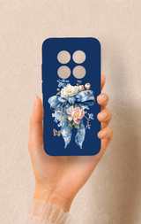 Redmi Note 15 Pro 5G Uyumlu Mavi Kurdeleli Çiçek Desenli Silikon Kılıf