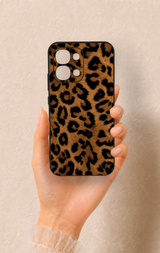 Oppo A6 Pro Uyumlu Koyu Leopar Deri Desenli Silikon Kılıf
