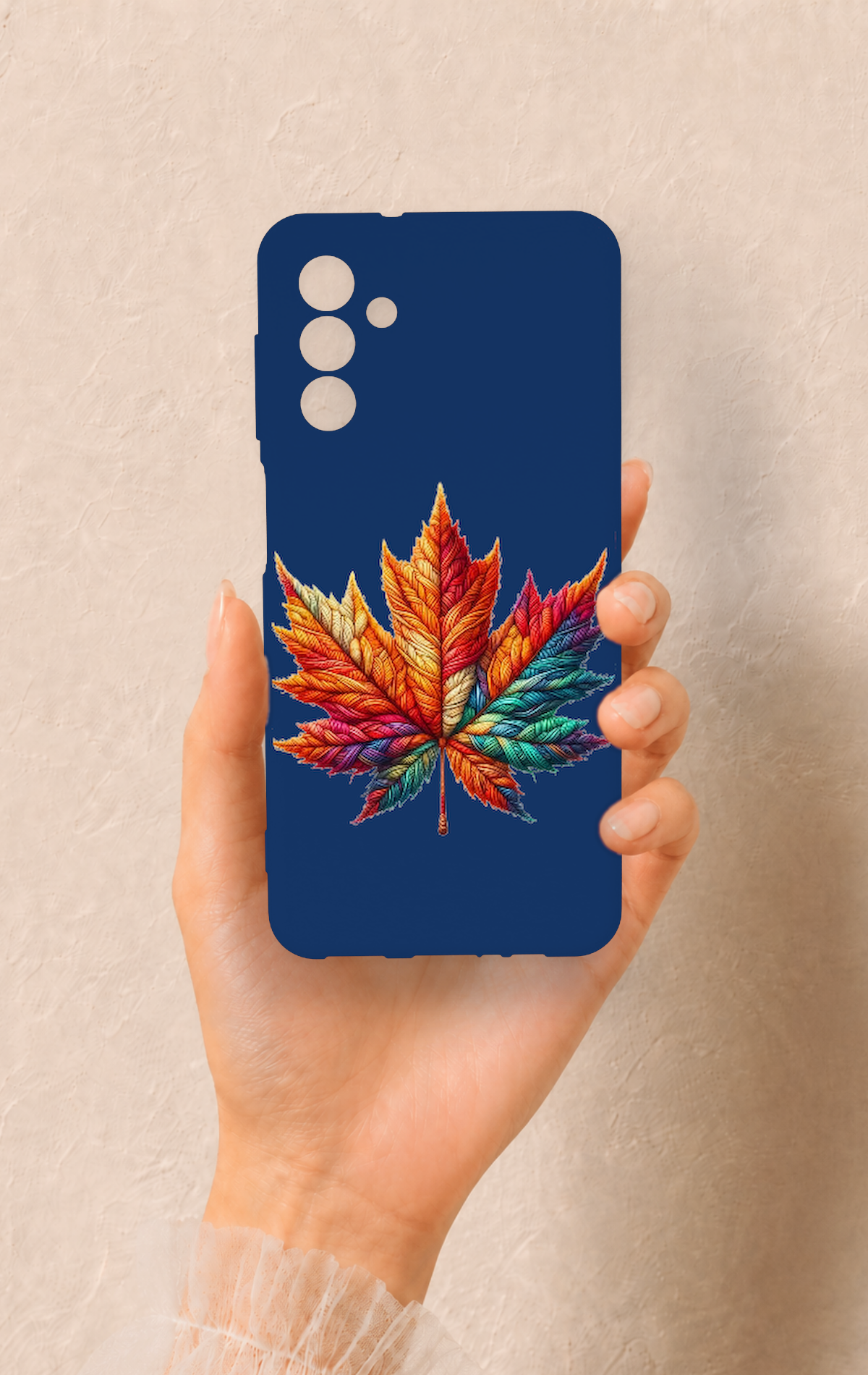 Samsung A04S Uyumlu Renkli Yaprak Desenli Silikon Kılıf