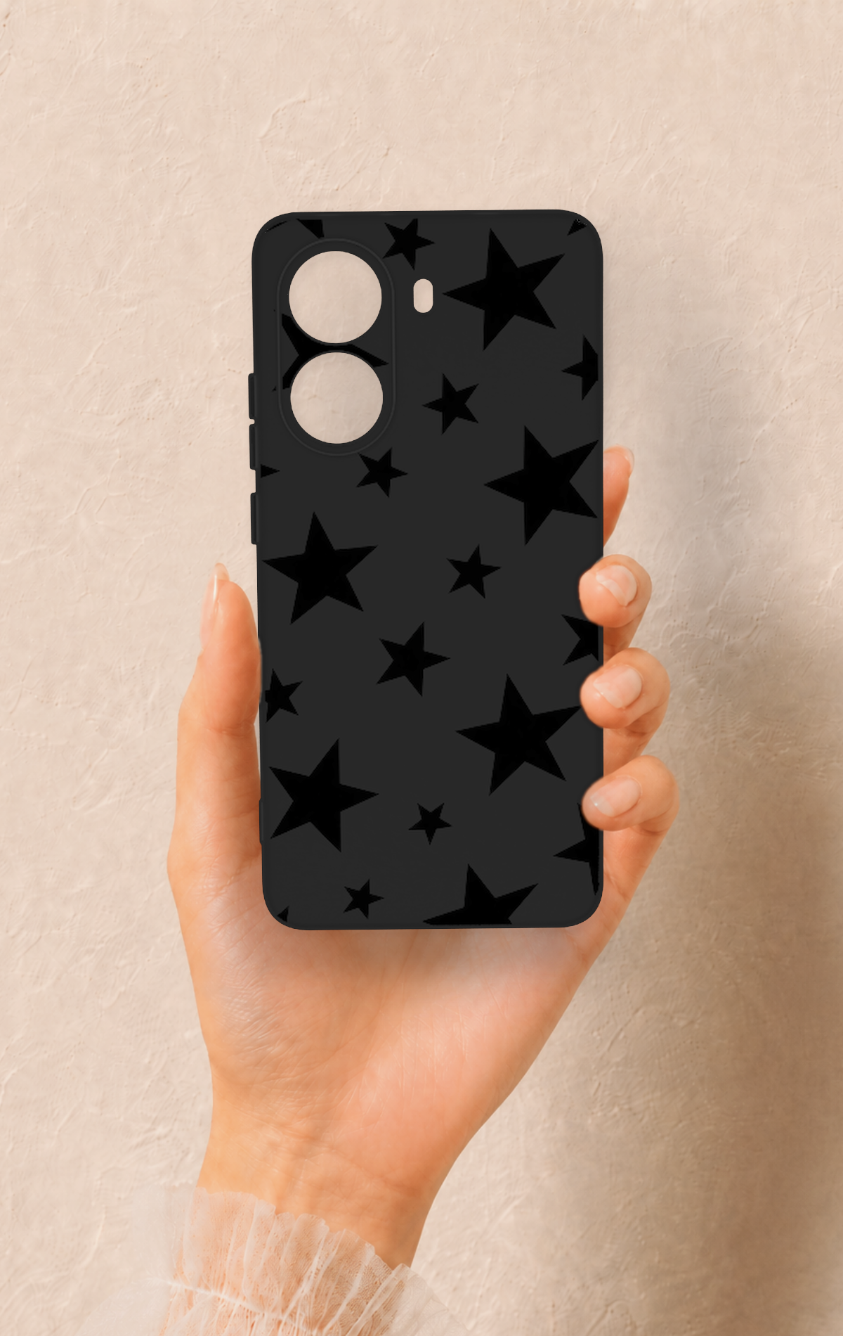 Poco X7 Pro Uyumlu Siyah Star Desenli Silikon Kılıf