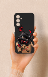 Samsung A25 Uyumlu Hello Cat Desenli Silikon Kılıf