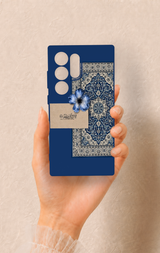 Samsung S24 Ultra Uyumlu Mavi Etnik Halı Desenli Silikon Kılıf