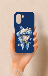 Oppo A6T Uyumlu Mavi Kurdeleli Çiçek Desenli Silikon Kılıf