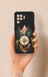 Oppo Reno 5 Lite Uyumlu Pusula Orman Desenli Silikon Kılıf