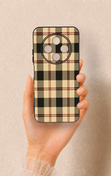 Tecno Spark 30C Uyumlu Krem Ekose Desenli Silikon Kılıf