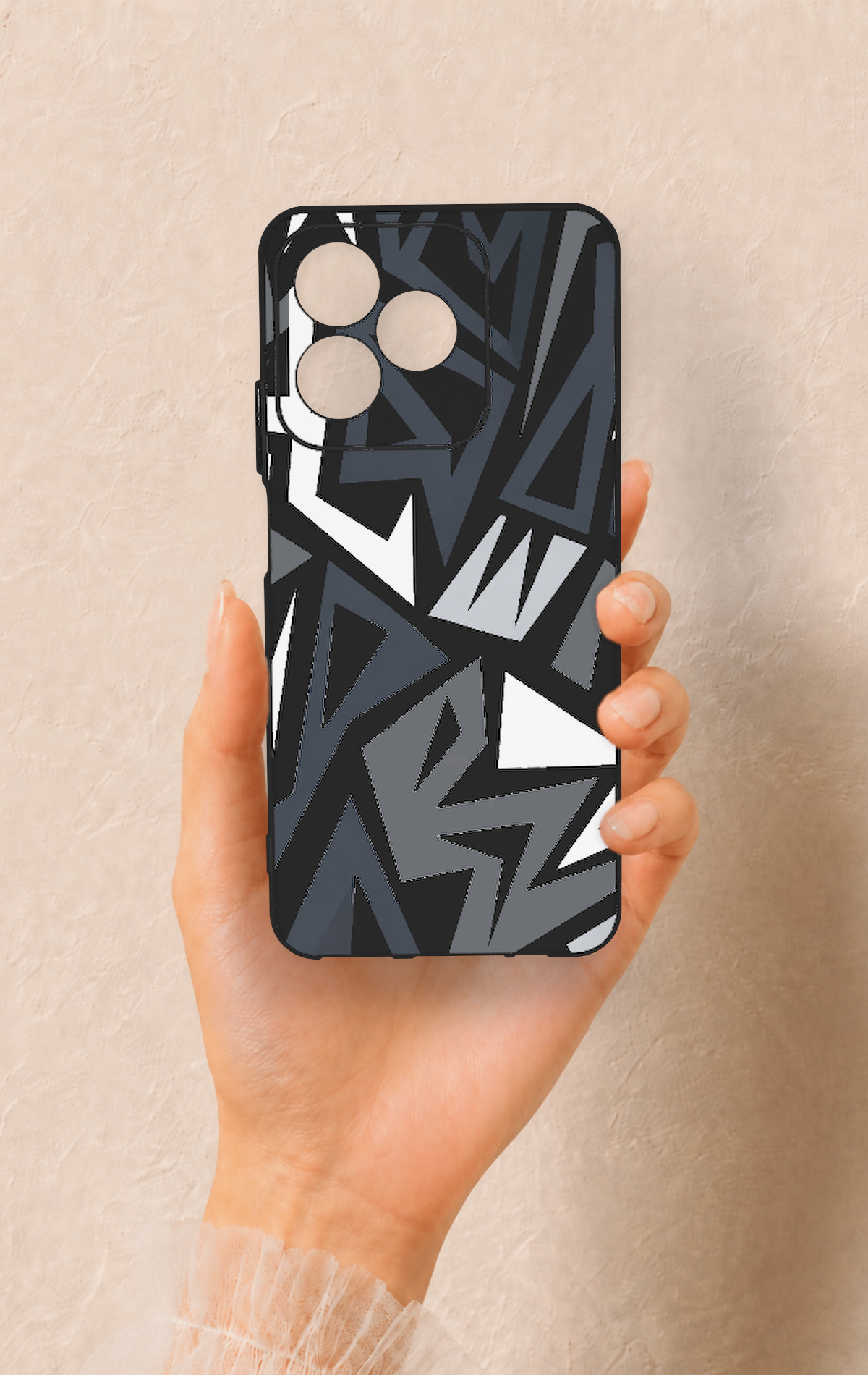 Realme C53 Uyumlu Geometrik Blok Desenli Silikon Kılıf