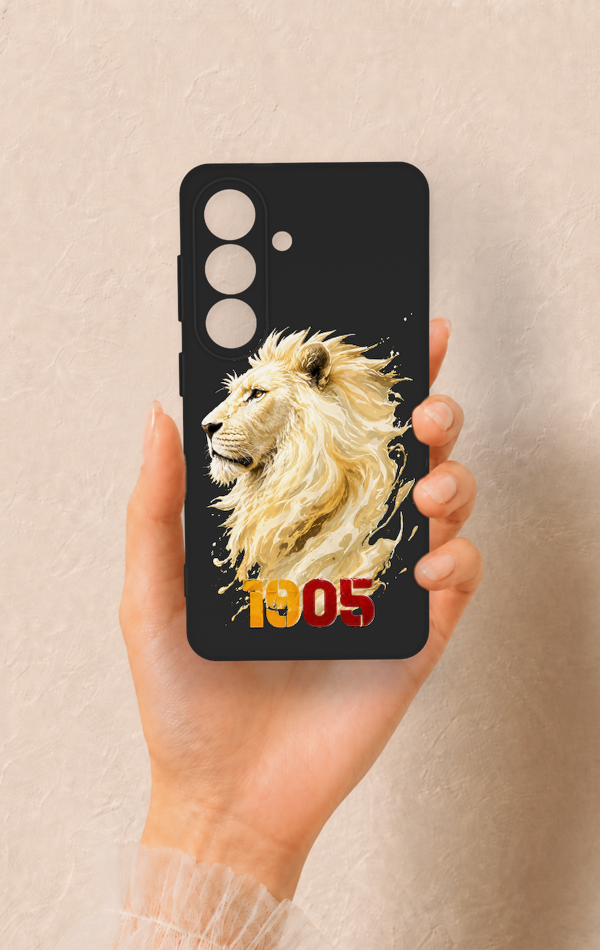Samsung S26 Uyumlu Sarı Kırmızı 1905 Aslan Desenli Silikon Kılıf