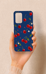 Oppo A54 Uyumlu Kiraz Papatya Desenli Silikon Kılıf
