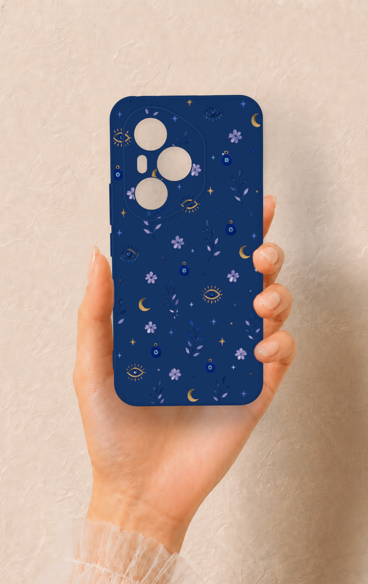 Honor 400 Pro Uyumlu Mavi Nazar Papatya Desenli Silikon Kılıf