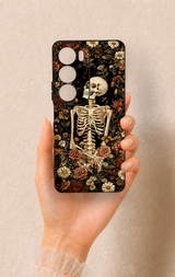 Vivo Y19s Uyumlu Çiçek İskelet Desenli Silikon Kılıf