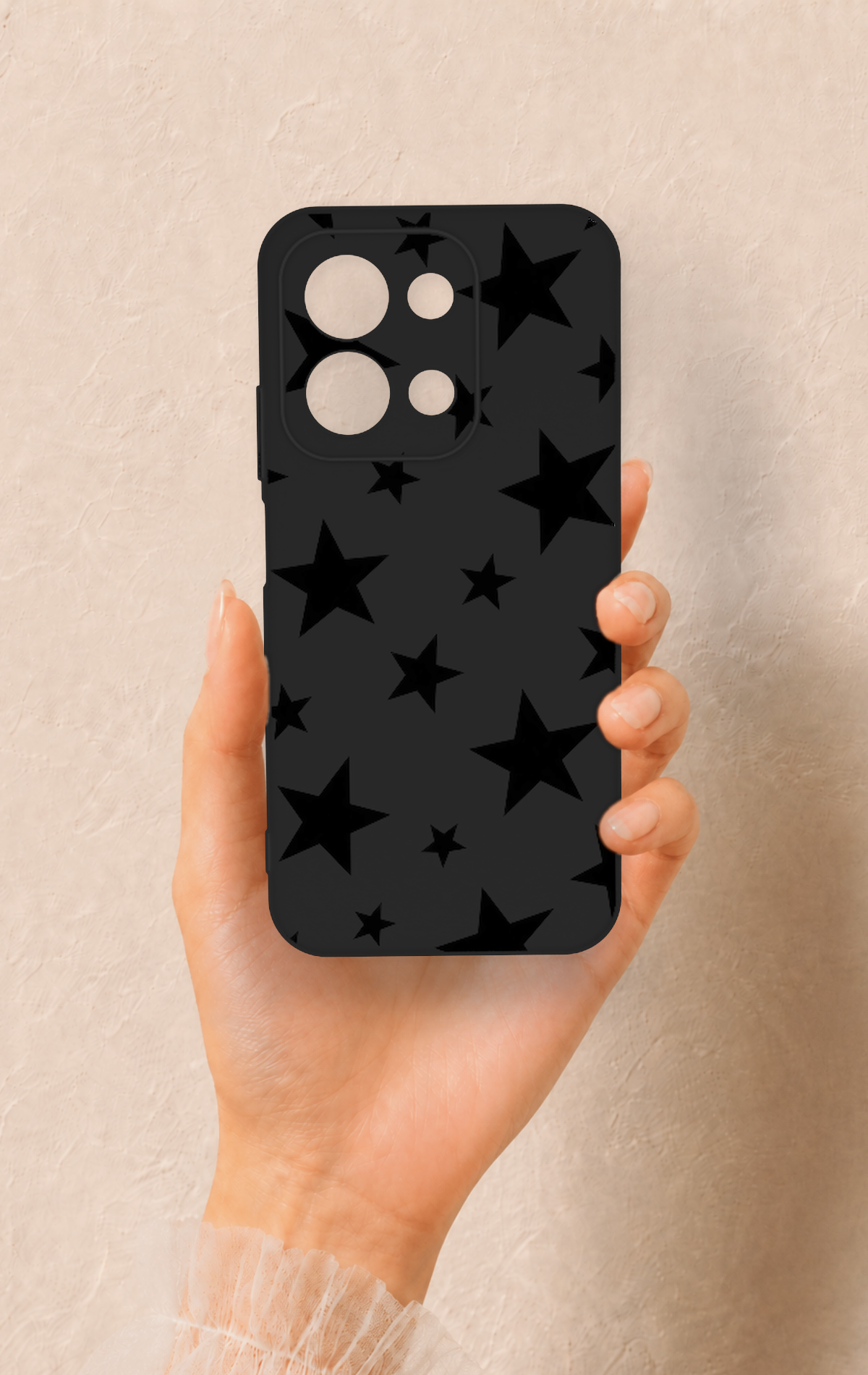Redmi 15C 4G Uyumlu Siyah Star Desenli Silikon Kılıf