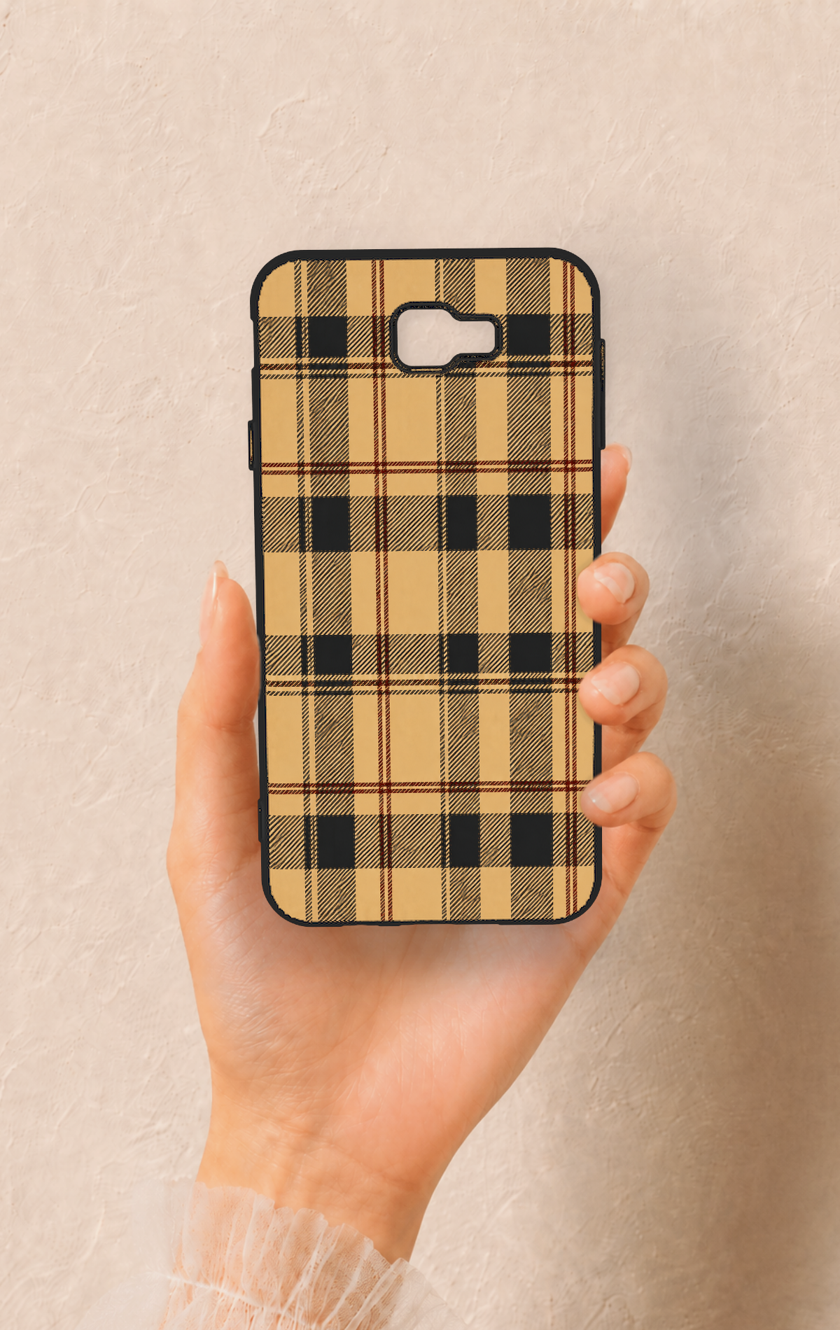 Samsung J7 Prime Uyumlu Burberry Ekose Desenli Silikon Kılıf