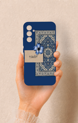 Samsung A34 Uyumlu Mavi Etnik Halı Desenli Silikon Kılıf