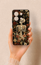 Redmi Note 13 Pro 5G Uyumlu Çiçek İskelet Desenli Silikon Kılıf