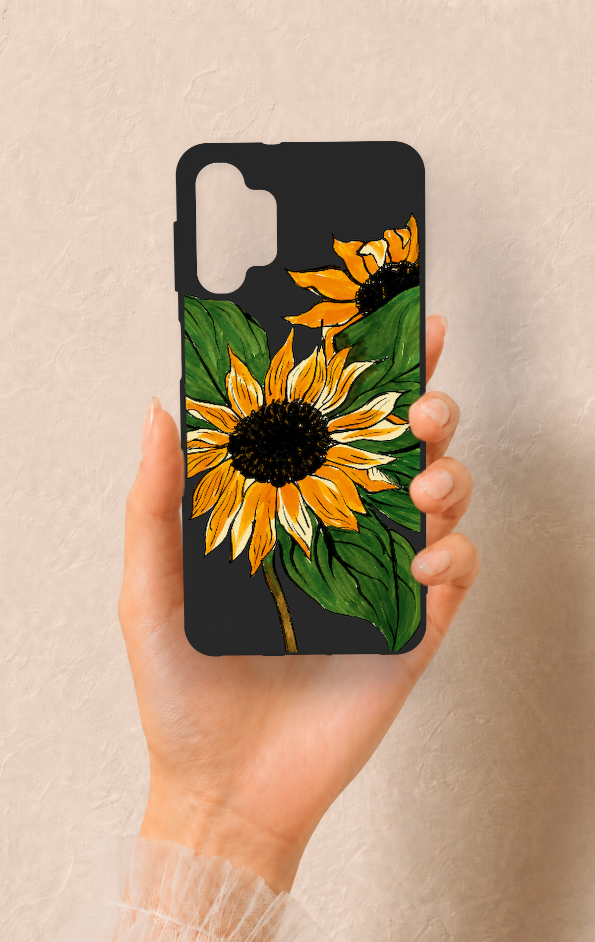 Samsung A32 Uyumlu Ay Çiçeği Desenli Silikon Kılıf