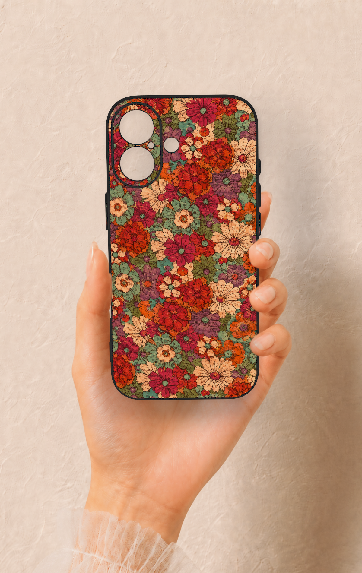 iPhone 17 Uyumlu Pastel Çiçek Bahçesi Desenli Silikon Kılıf