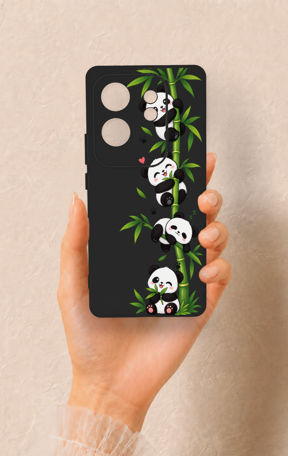 İnfinix Zero 30 Uyumlu Sevimli Panda Bambu Desenli Silikon Kılıf
