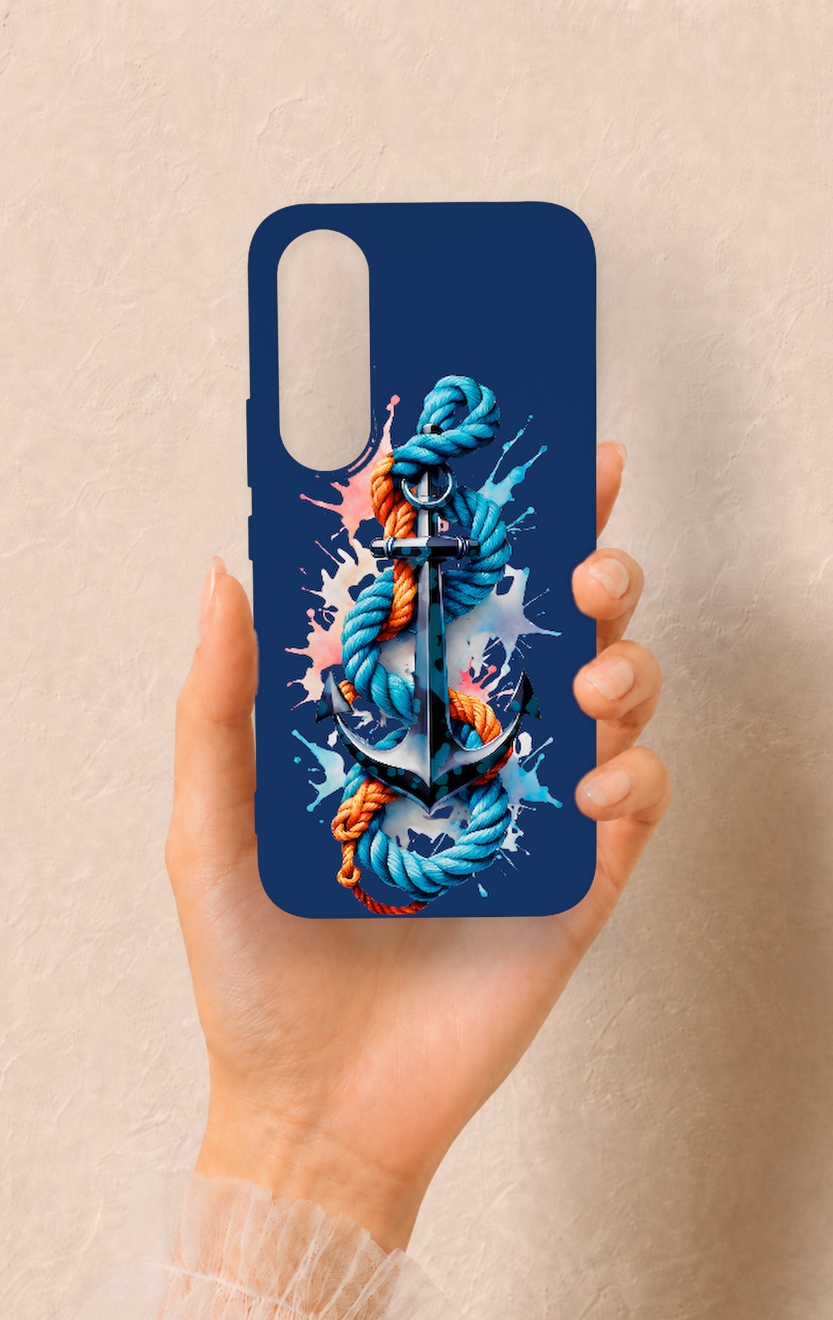 Vivo V70 FE 5G Uyumlu Anchor Desenli Silikon Kılıf