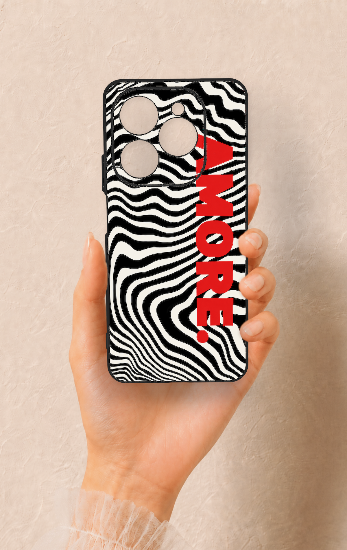Tecno Spark 20 Pro Uyumlu Zebra Amore Desenli Silikon Kılıf