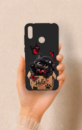 Huawei Y7 2019 Uyumlu Hello Cat Desenli Silikon Kılıf