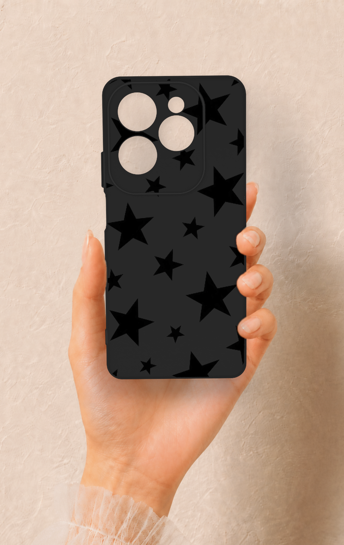 İnfinix Hot 40 Pro Uyumlu Siyah Star Desenli Silikon Kılıf