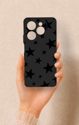 İnfinix Hot 40 Pro Uyumlu Siyah Star Desenli Silikon Kılıf