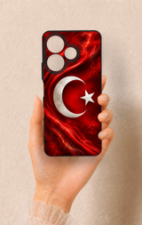 Redmi 13 4G Uyumlu Türk Bayrağı Desenli Silikon Kılıf