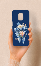 Redmi Note 9 Pro 9S Uyumlu Mavi Kurdeleli Çiçek Desenli Silikon Kılıf
