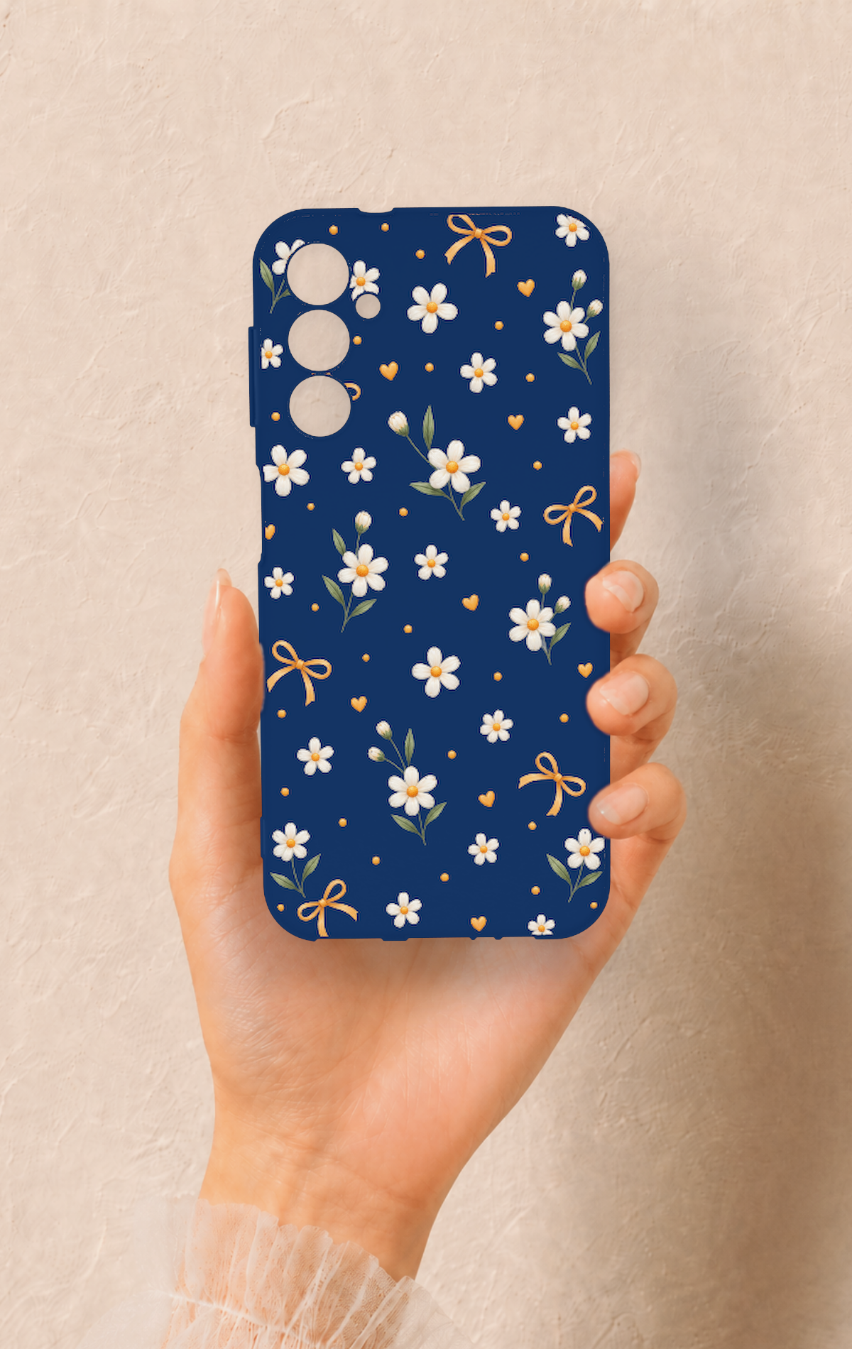 Samsung A14 Uyumlu Papatya Fiyonk Desenli Silikon Kılıf