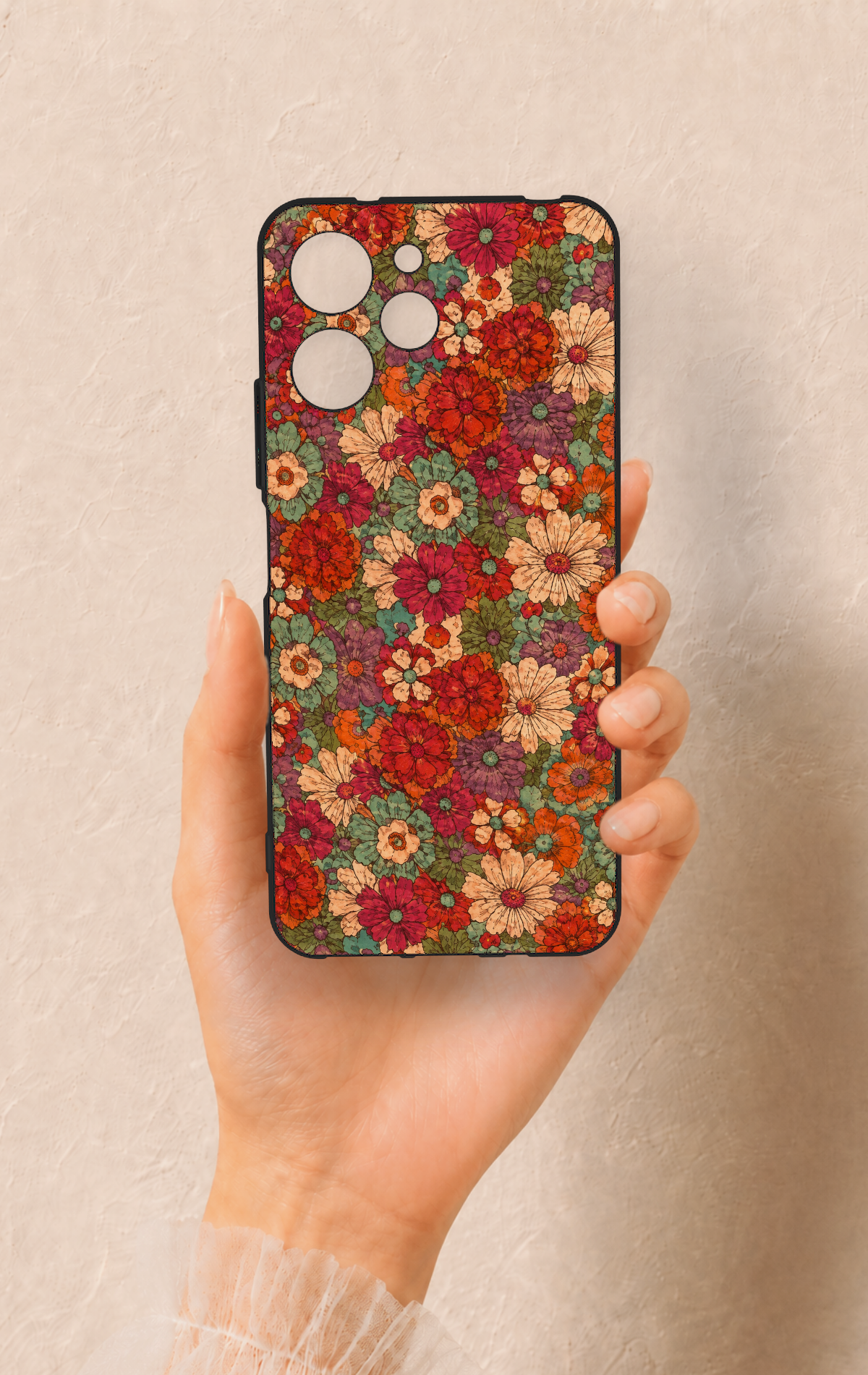 Redmi 12 Uyumlu Pastel Çiçek Bahçesi Desenli Silikon Kılıf