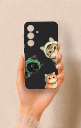 Samsung S25 Uyumlu Kedi Ekibi Desenli Silikon Kılıf
