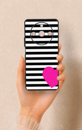 Realme 11 Pro Uyumlu Çizgili Kalp Desenli Silikon Kılıf