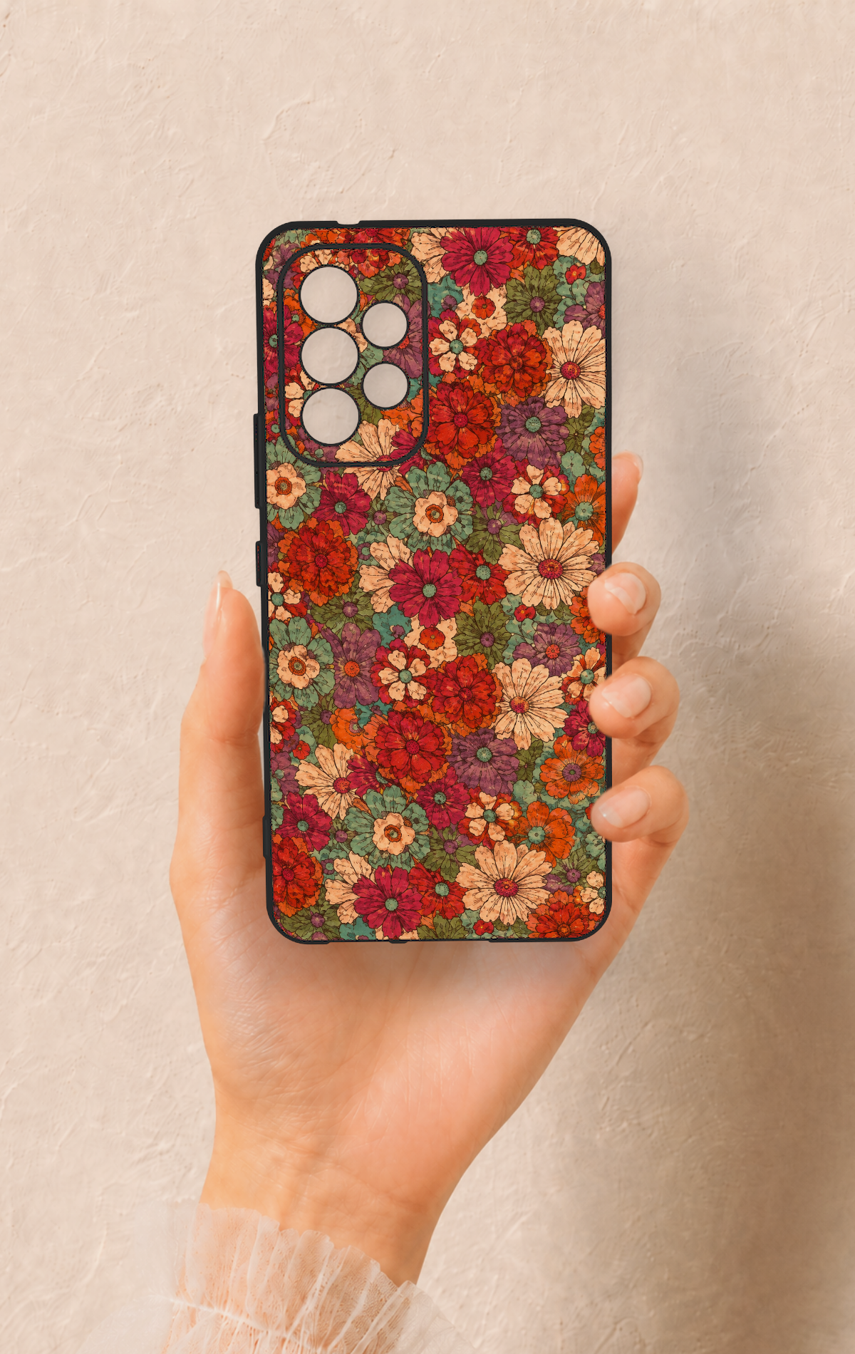 Samsung A53 Uyumlu Pastel Çiçek Bahçesi Desenli Silikon Kılıf