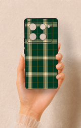 İnfinix Note 40 Pro Uyumlu Klasik Yeşil Ekose Desenli Silikon Kılıf