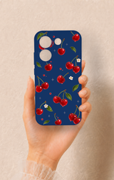 Poco X8 Pro Uyumlu Kiraz Papatya Desenli Silikon Kılıf