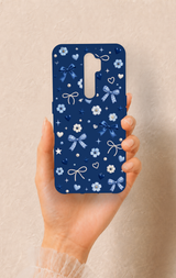 Oppo A5 2020 Uyumlu Mavi Papatya Fiyonk Desenli Silikon Kılıf