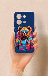 Redmi Note 13 4G Uyumlu Gözlüklü Ayı Desenli Silikon Kılıf