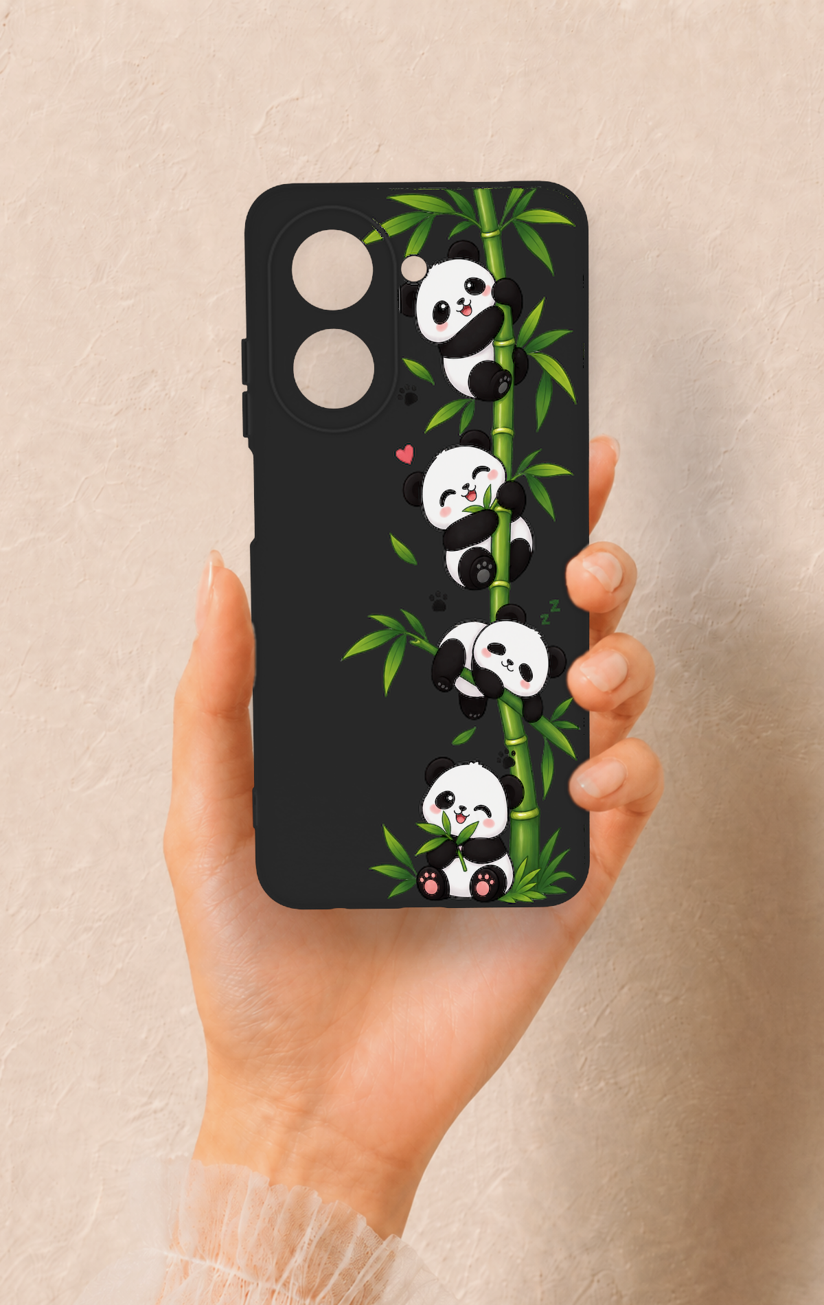 Redmi A5 Uyumlu Sevimli Panda Bambu Desenli Silikon Kılıf