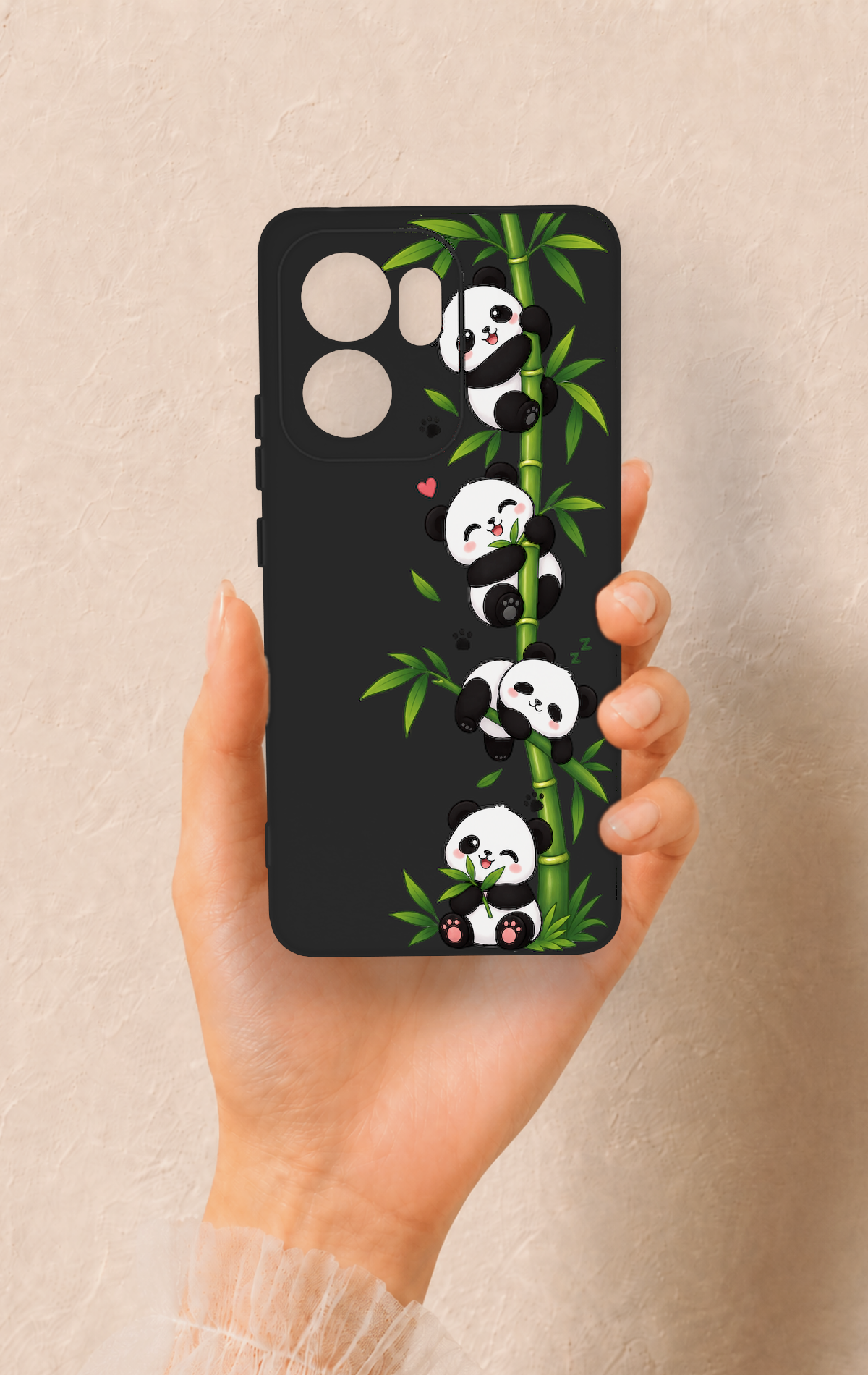 Oppo Reno 13F Uyumlu Sevimli Panda Bambu Desenli Silikon Kılıf