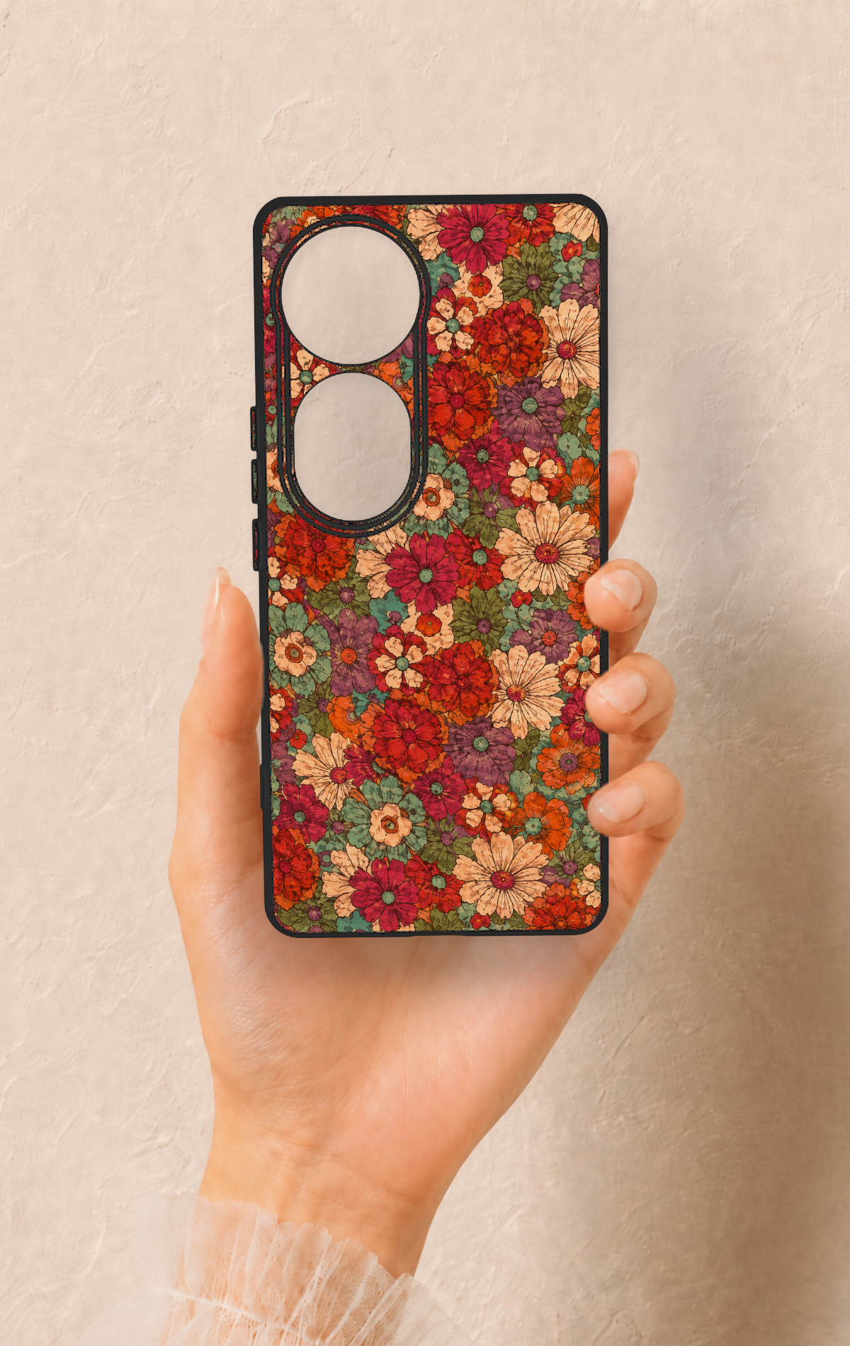 Vivo V40 Uyumlu Pastel Çiçek Bahçesi Desenli Silikon Kılıf
