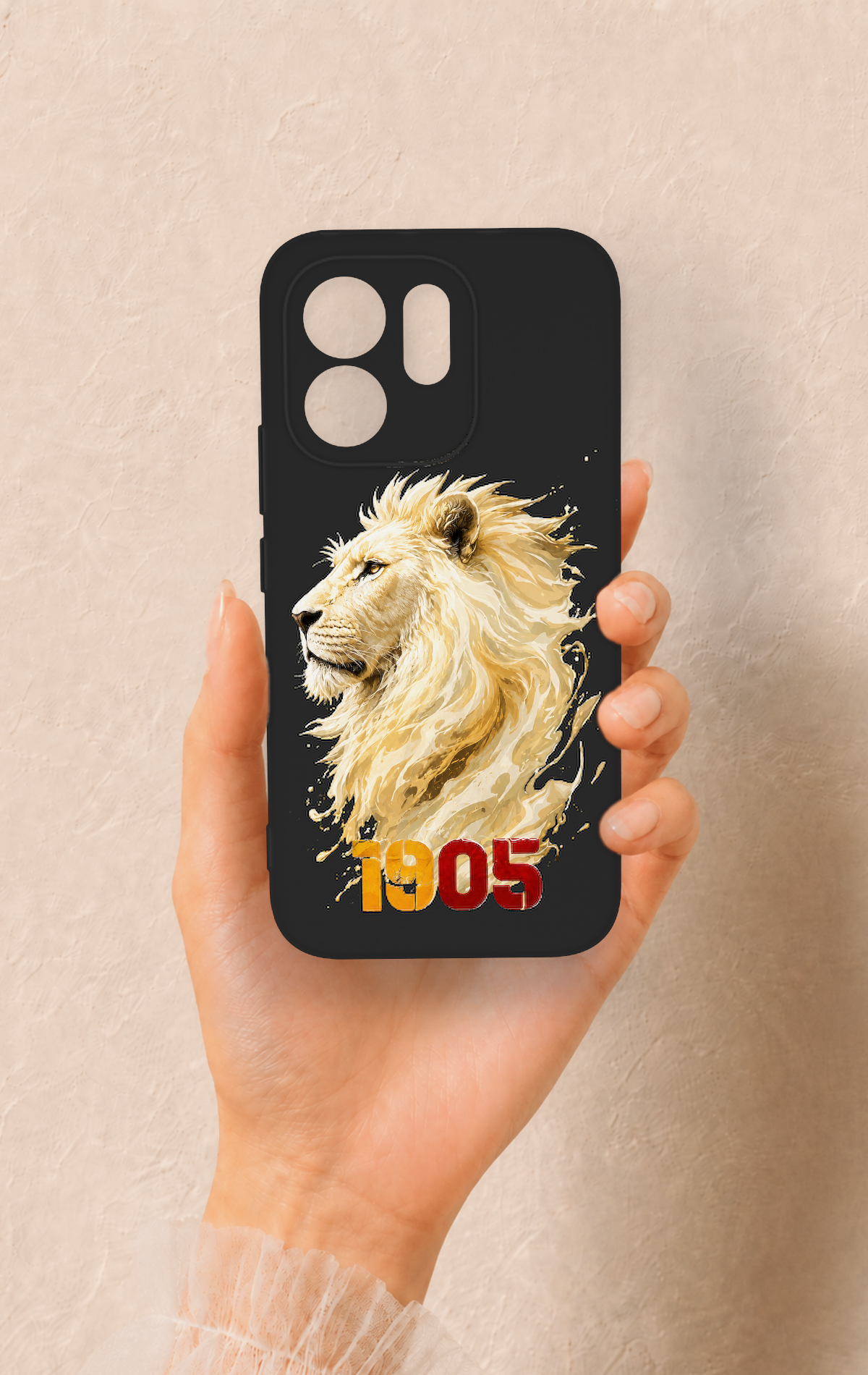 Vivo V70 5G Uyumlu Sarı Kırmızı 1905 Aslan Desenli Silikon Kılıf