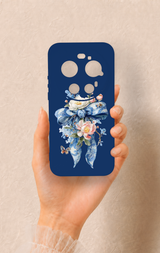 Xiaomi Mi 17 Ultra Uyumlu Mavi Kurdeleli Çiçek Desenli Silikon Kılıf