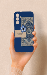 Samsung A14 Uyumlu Mavi Etnik Halı Desenli Silikon Kılıf